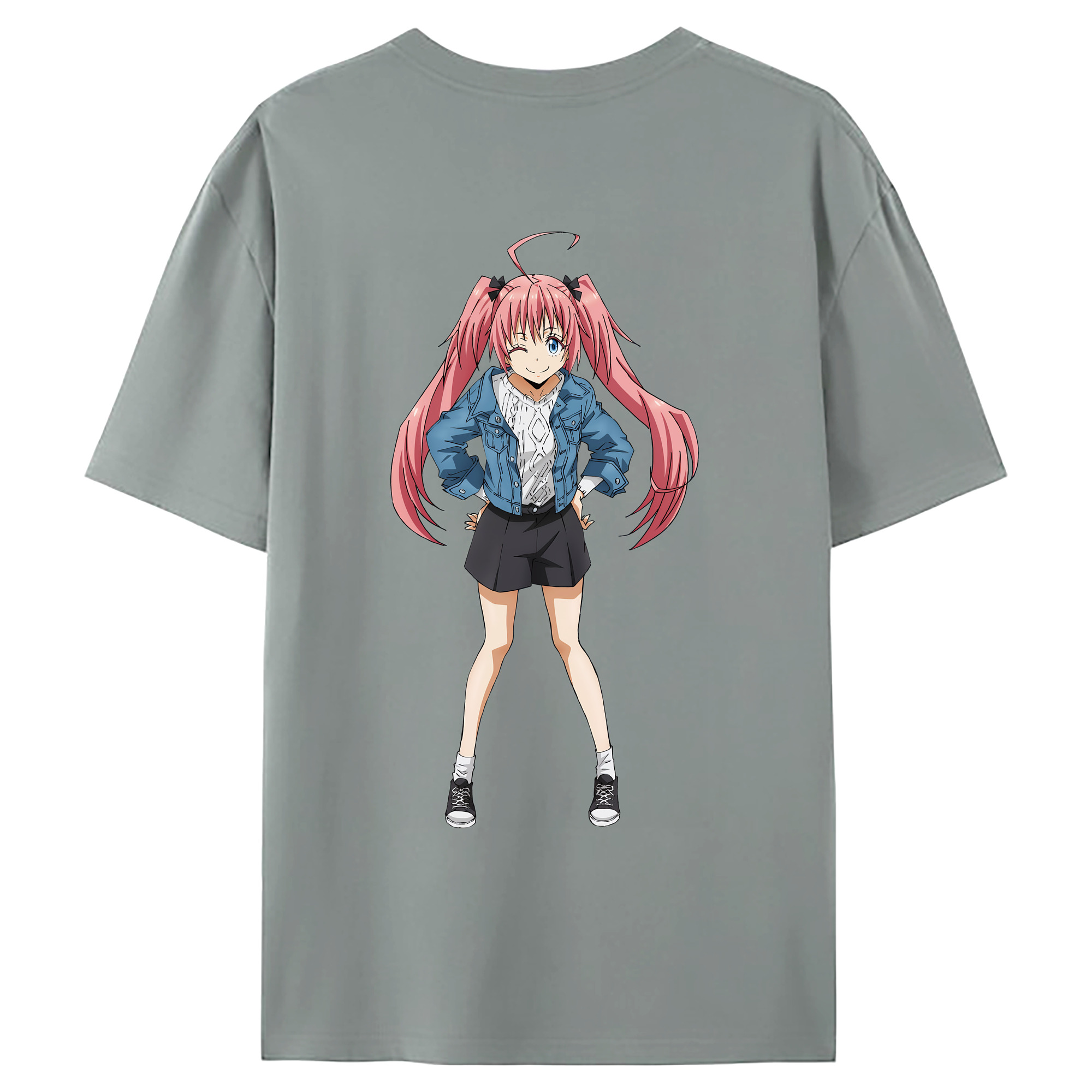 （画像用） 転スラ Regarding Reincarnated to Slime 綿100％ メンズ半袖Tシャツ（バックプリント） 通気性